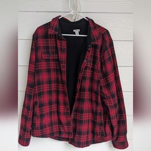 LL Bean Red and Black Thermal lined Flannel Jacket